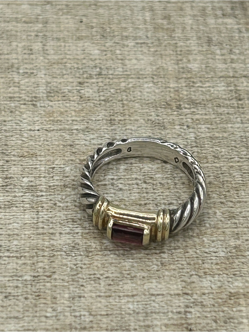 Rare Vintage David Yurman 14k 925 Pink Tourmaline Cable Ring-sz 6